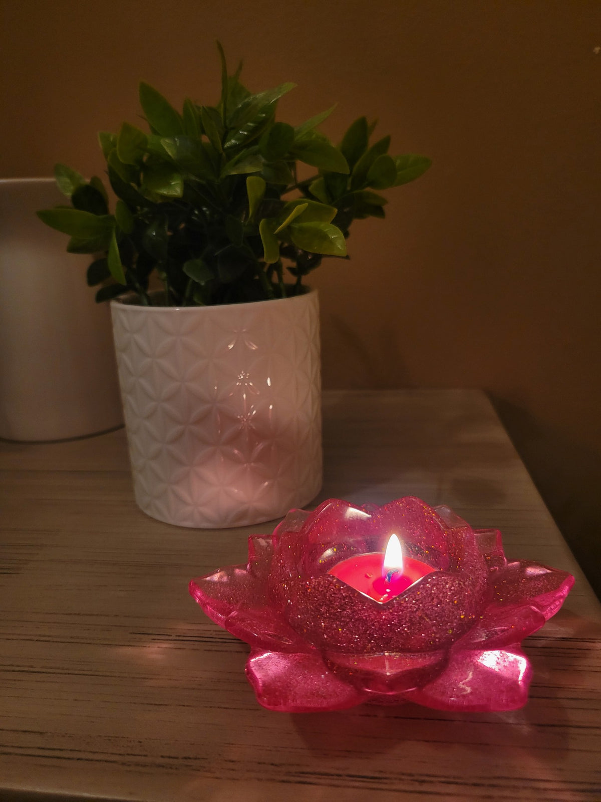 Resin tealight holder flower inspired