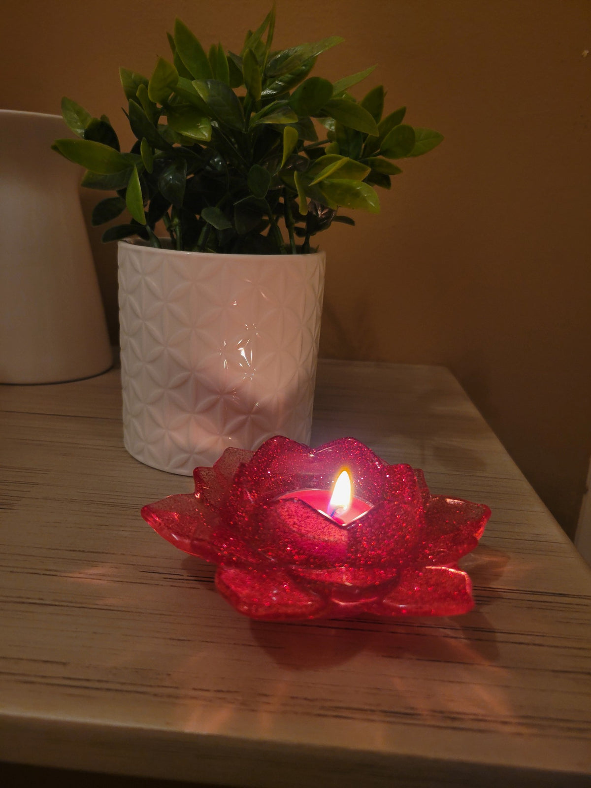 Resin tealight holder flower inspired